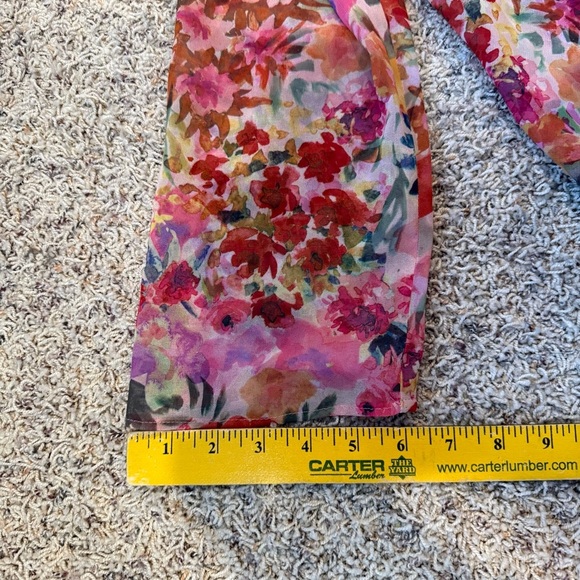 Zara Floral Ruffle Blouse XS - Romantic Pink and Red Top - Picture 10 of 11